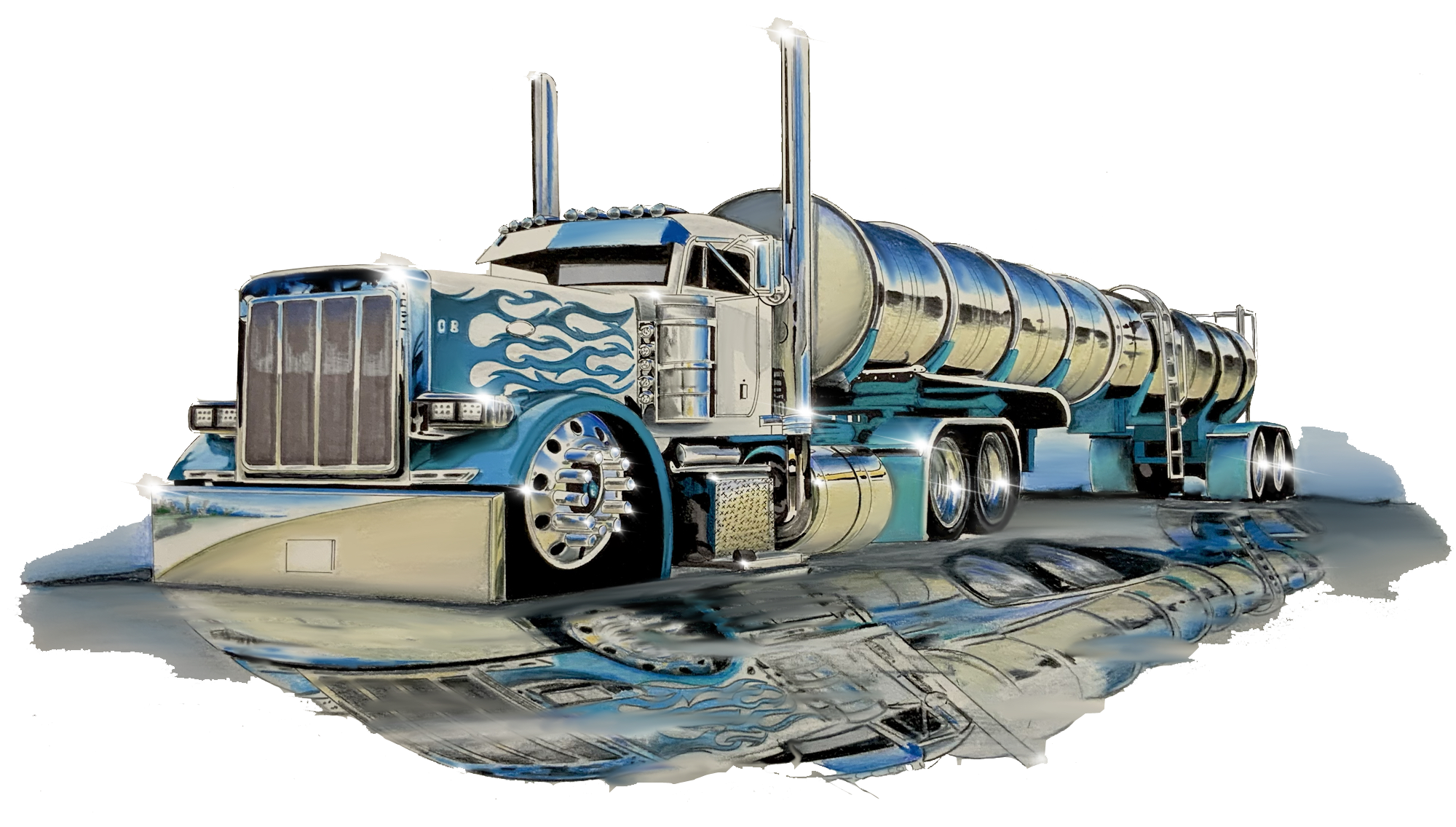 Reflected Flame Truck Shirts and Hoodies