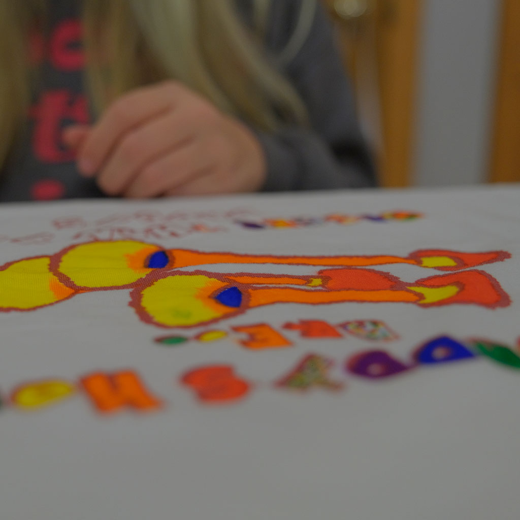 Kids Coloring White Shirts with Coloring Markers
