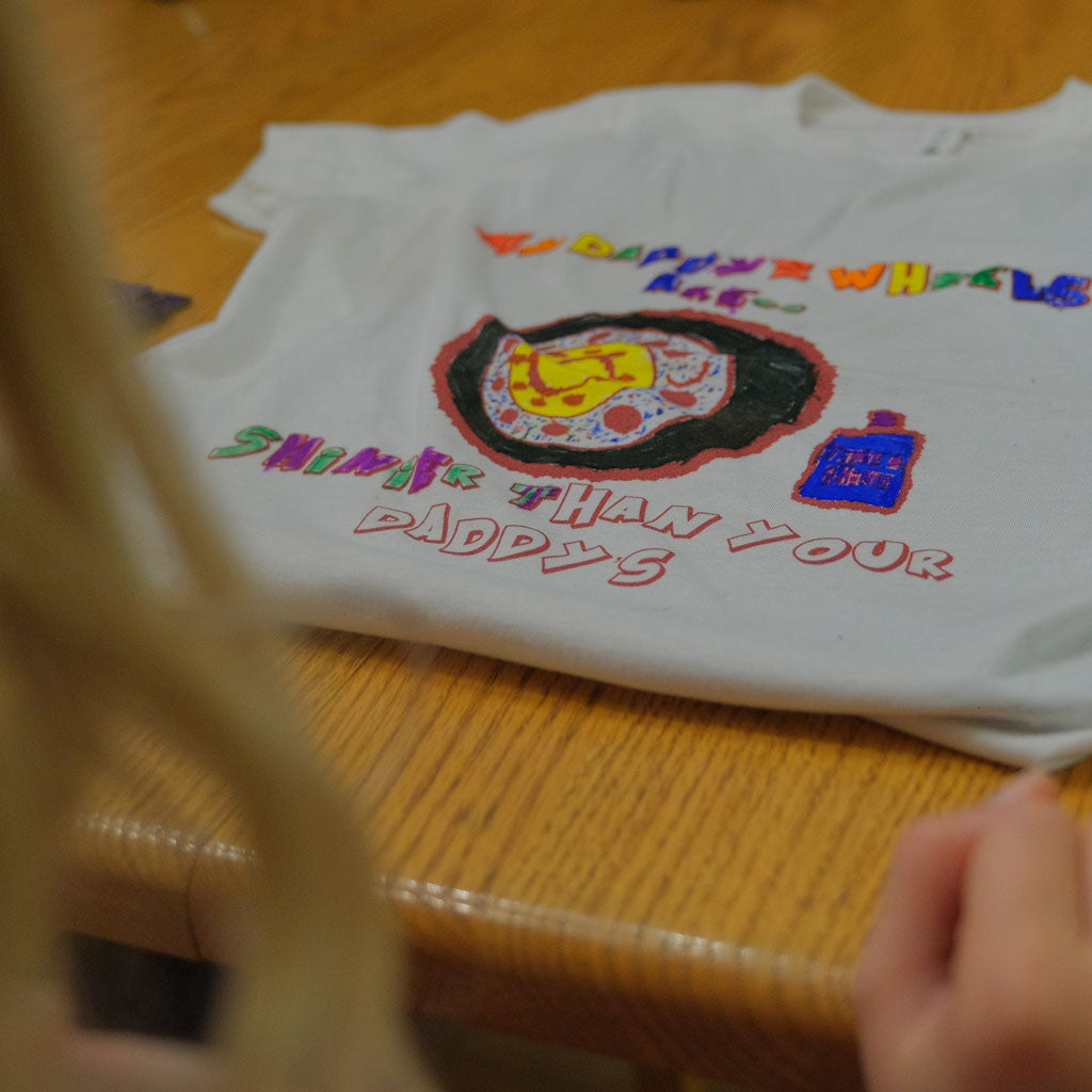 Kids Coloring White Shirts with Coloring Markers